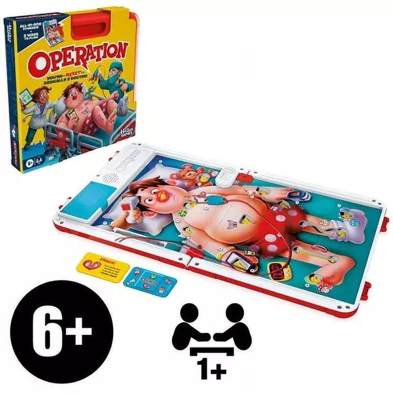 Operation Electronic Board Game with All-in-One Carrying Case, Kids Games, Holiday Gifts for Kids, 6 and Up