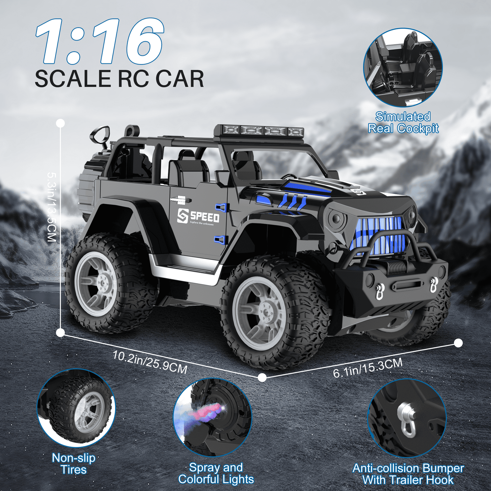 RC Car Toys for 8-12 Year Old Boys, UUGEE 2.4Ghz 1:16 RC Gesture Sensing Remote Control Stunt Cars with Spray Light Music, Christmas Birthday Gifts for Kids