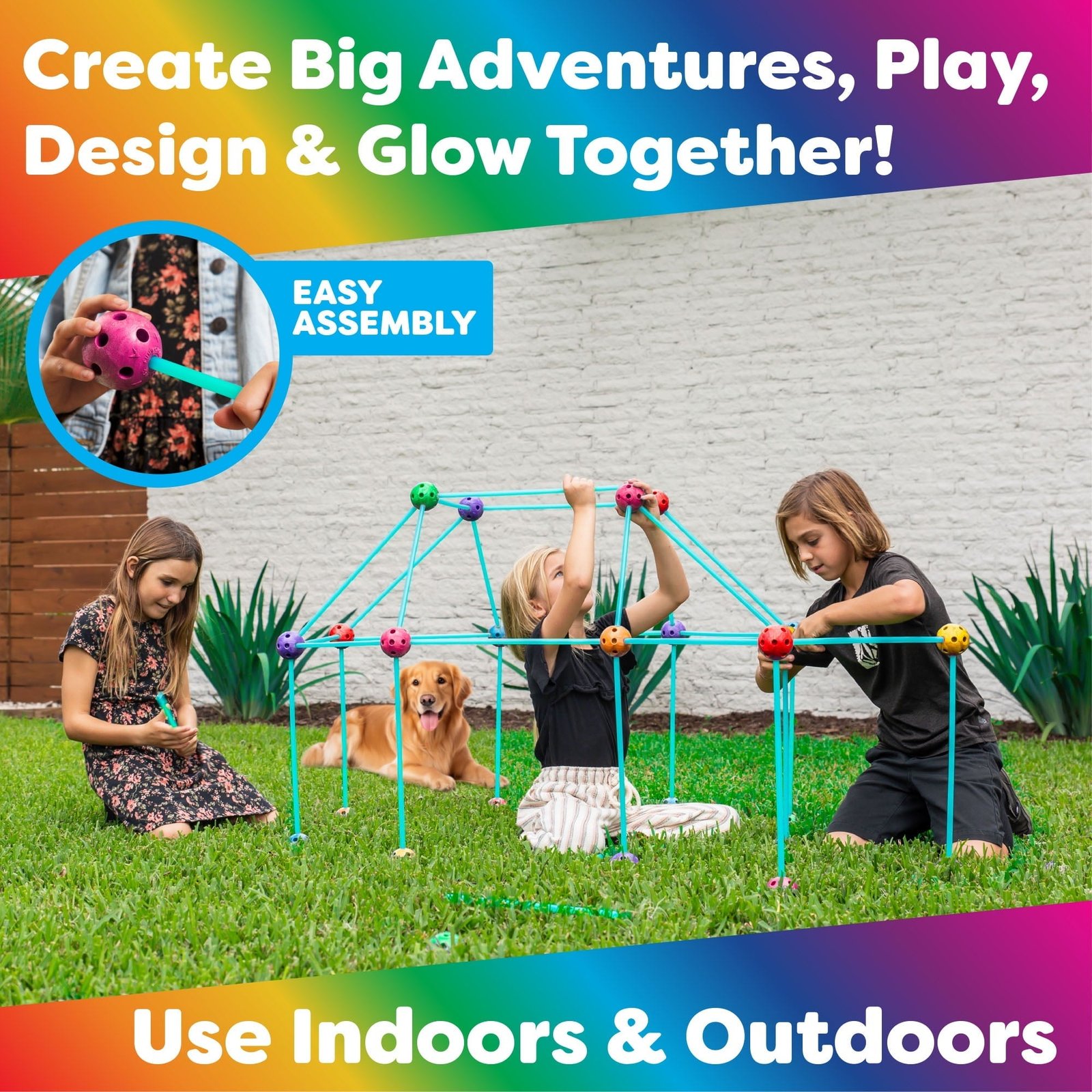 Power Your Fun Forts Construction Set, 90 Pieces Glow in the Dark Building Set with Stickers, Kids Toy for 4+ Years