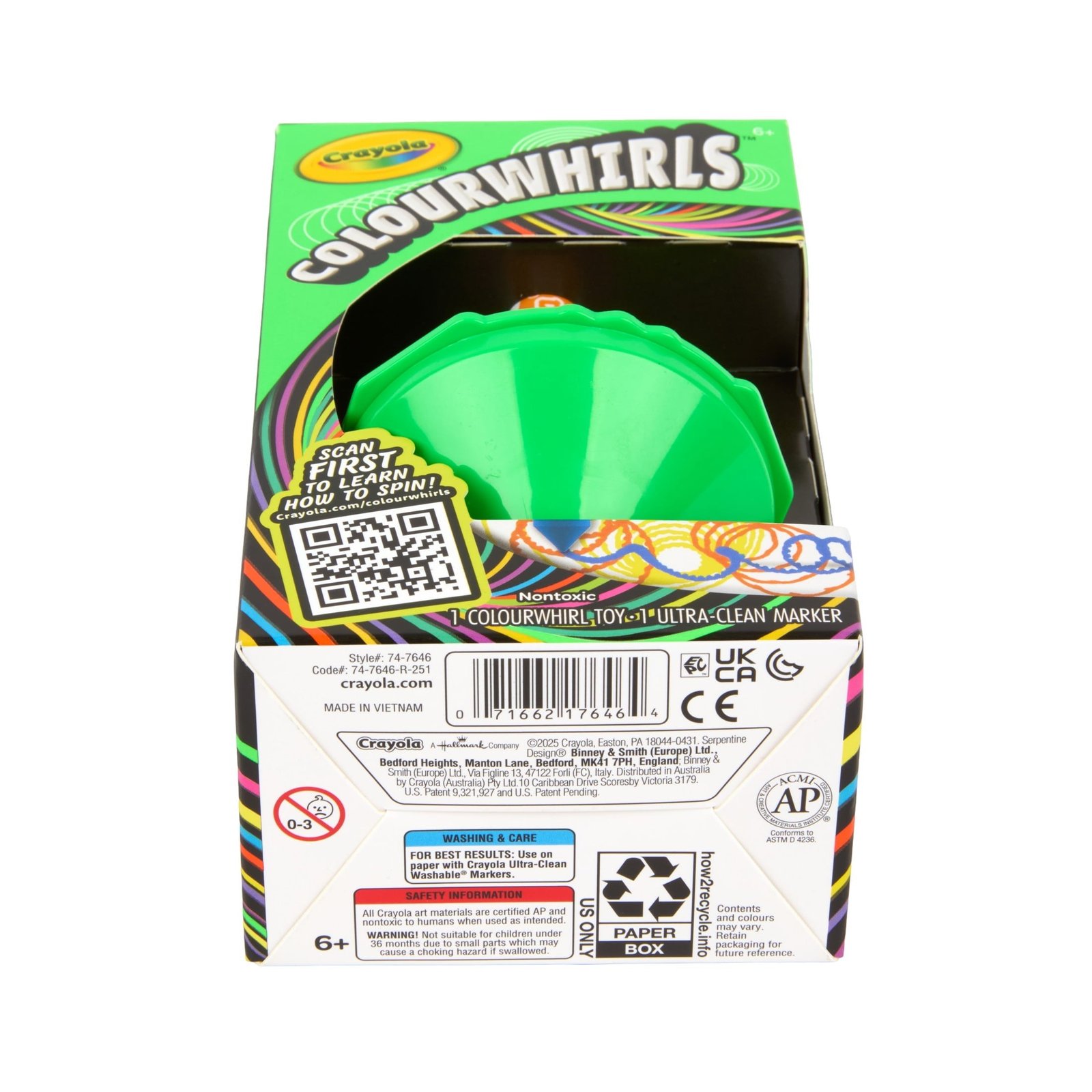 Crayola Colourwhirls, 1 Ct Neon, Spin Art Toy with Washable Marker, Competition Game, Coloring Gifts for Kids Ages 6, 7, 8, 9