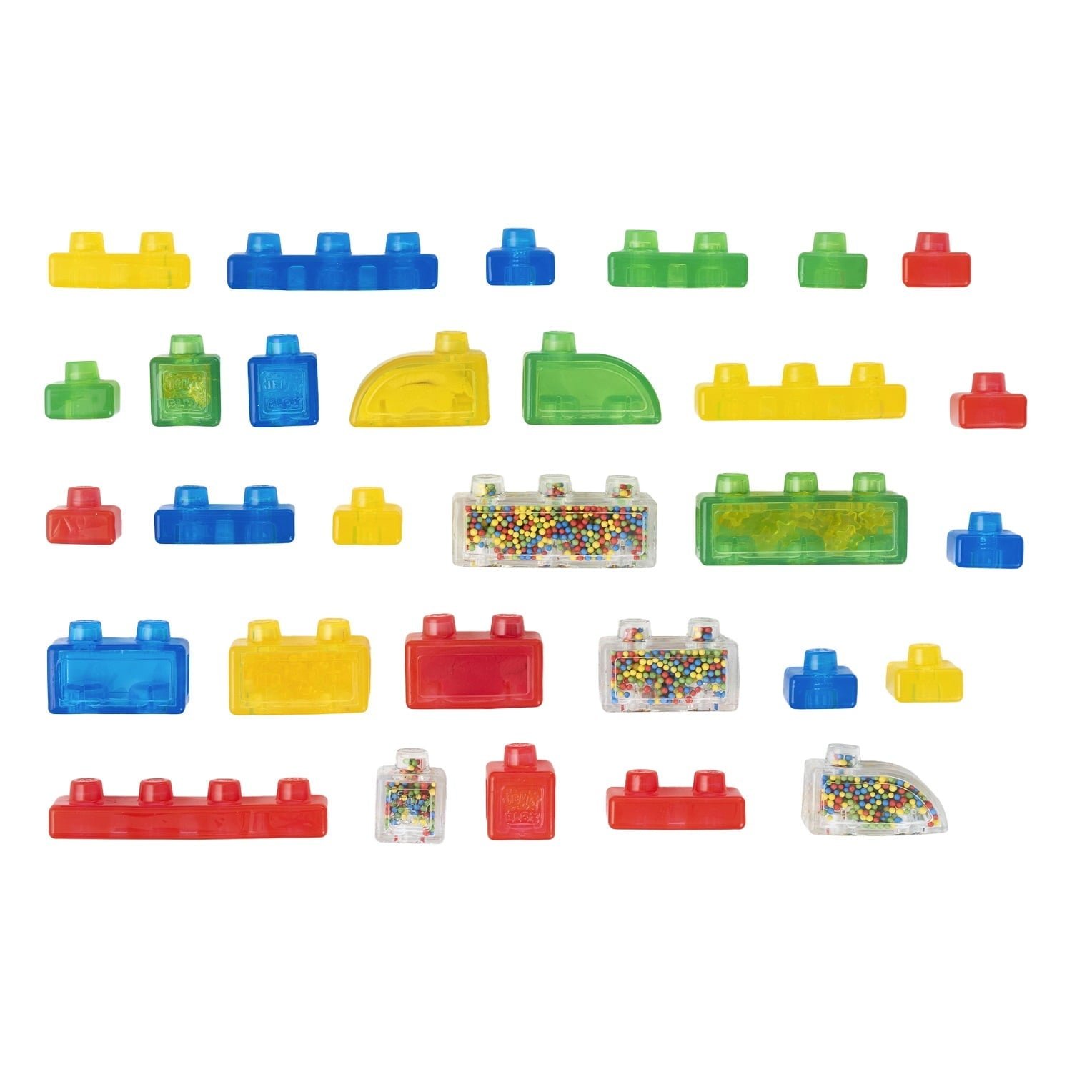 Jelly Blox - Stash & Stack 2-in-1 Storage Case by Goliath | 30 Pieces to Squeeze, Stretch, Squish | Toddler & Preschool Building Blocks | Ages 2+