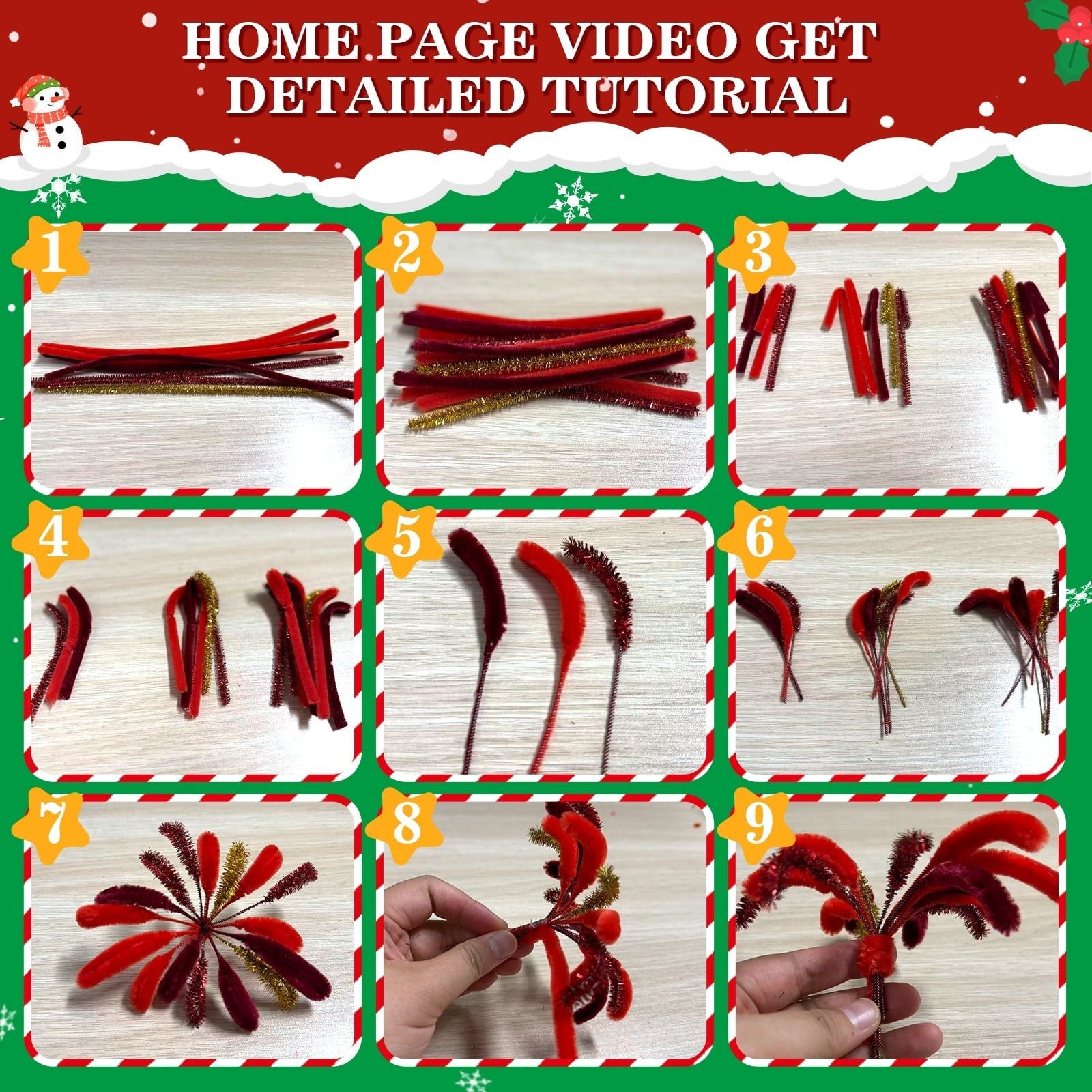 MQUPIN 464 Pcs Christmas Pipe Cleaners Craft and Includes a Variety of Accessories,11 Colors Pipe Cleaners Glitter Chenille Stems Creative Arts Chenille Stems for DIY Craft Christmas Decoration
