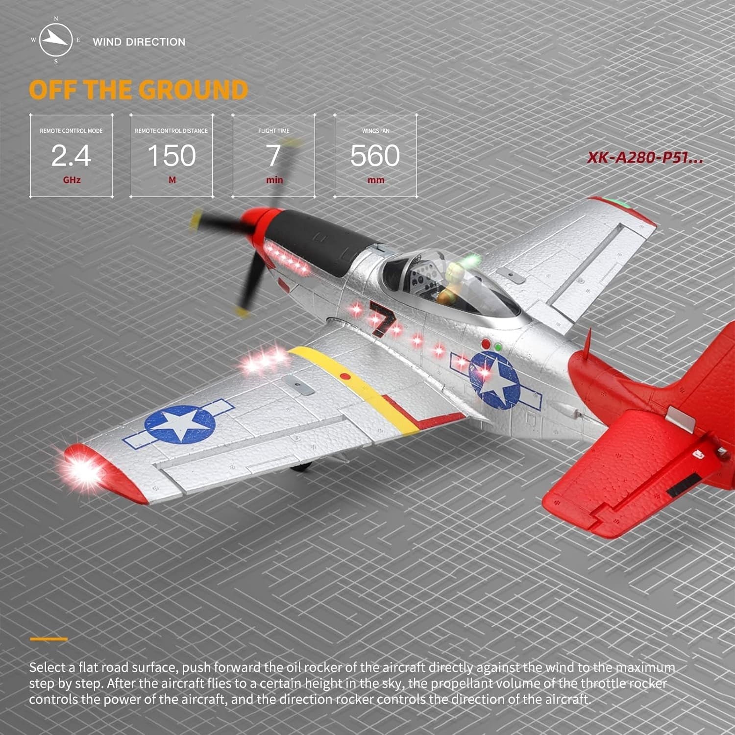 RC Plane, 2.4GHz 4 Channel Brushless Remote Control Jet Airplane for Adults, WLtoys RC Aircraft Fighter with 6-Axis Gyro, LED Searchlight, Easy to Fly for Boys and Girls