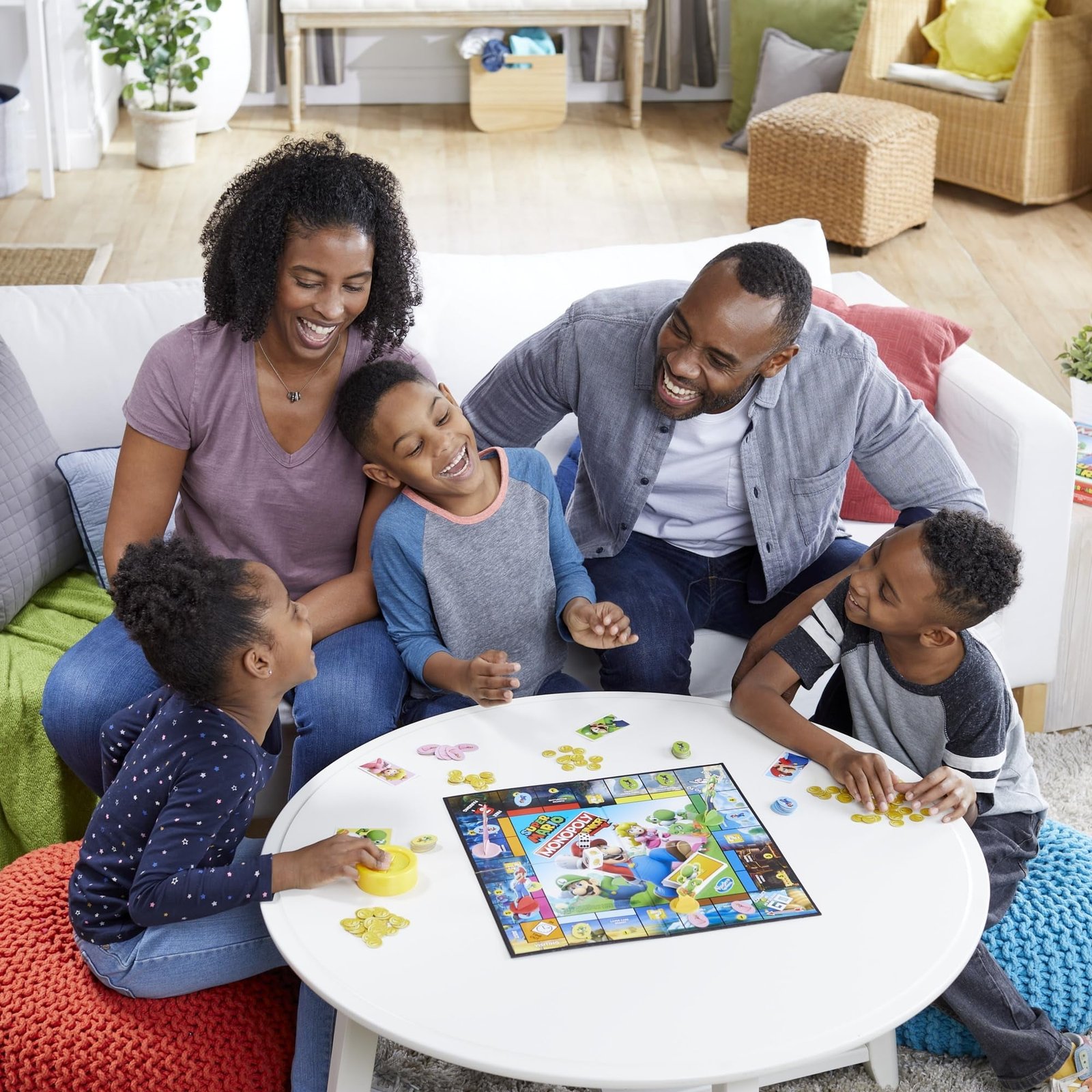 Monopoly Junior Super Mario Edition Board Game, Fun Kids' Ages 5 and Up, Explore The Mushroom Kingdom as Mario, Peach, Yoshi, or Luigi ( Exclusive)