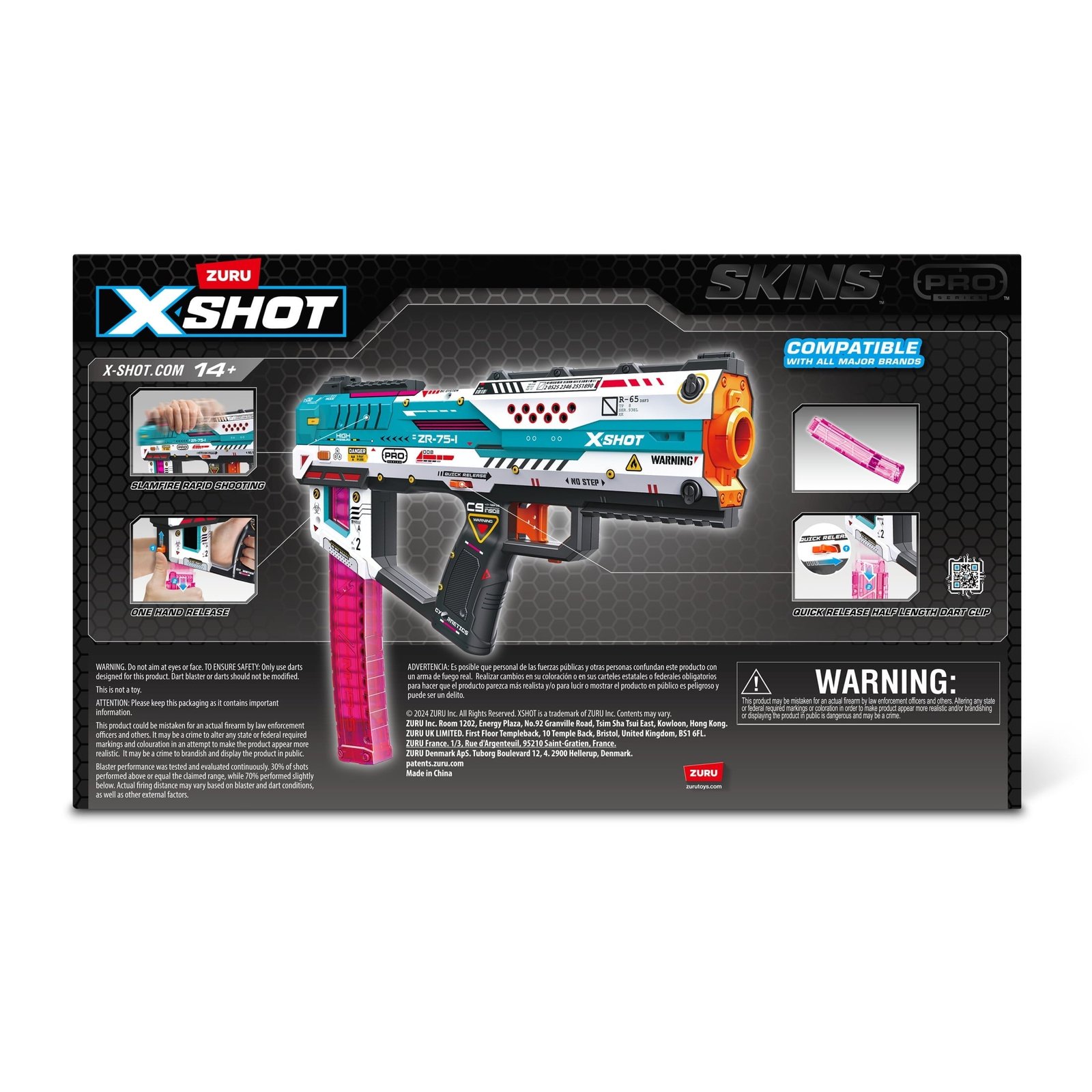 XSHOT SKINS Pro Series Fury-X by ZURU with 40 Darts, Air Pocket Technology Darts and Dart Storage, Outdoor Toy for Boys and Girls, Teens and Adults