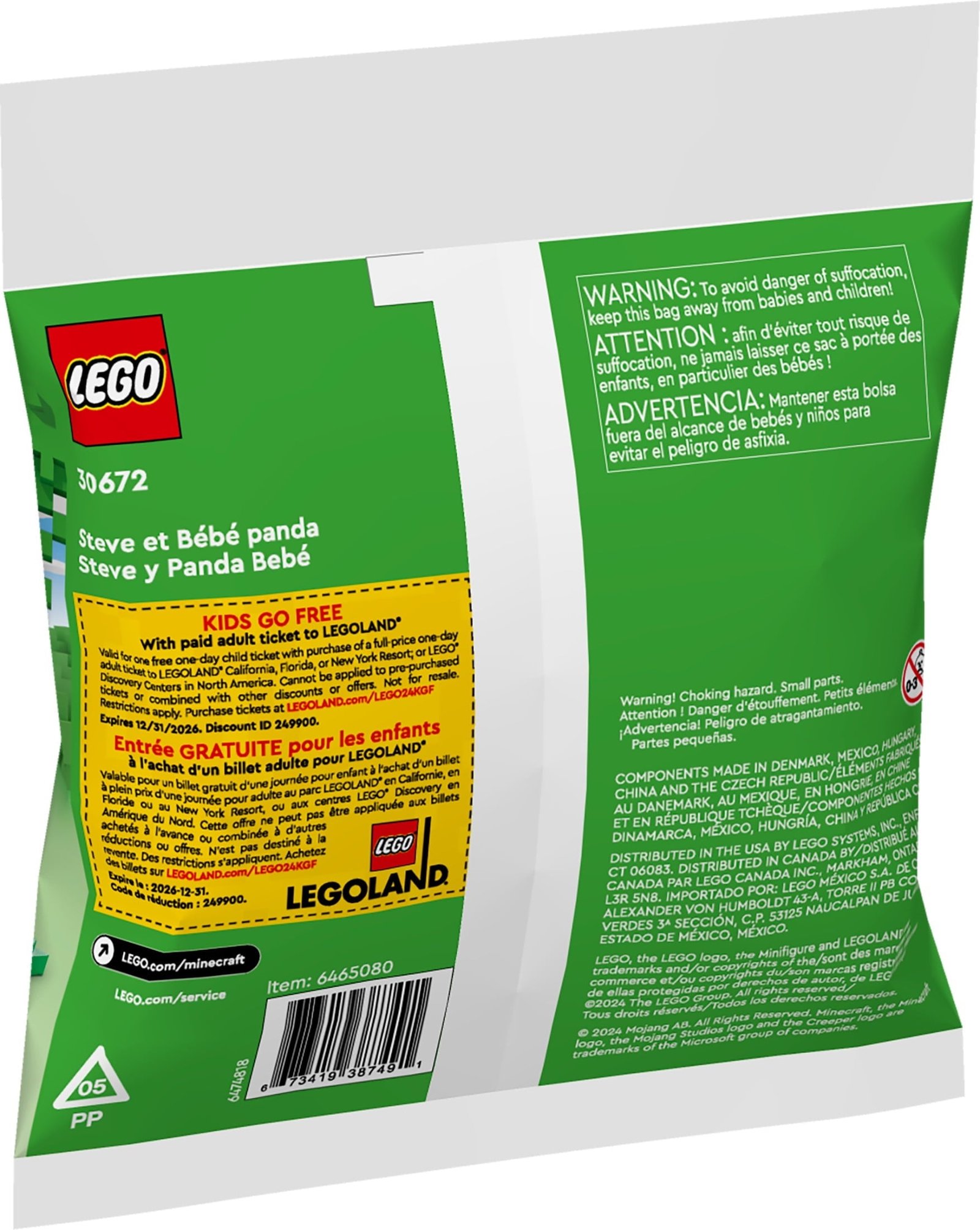 LEGO Minecraft Steve and Baby Panda 30672