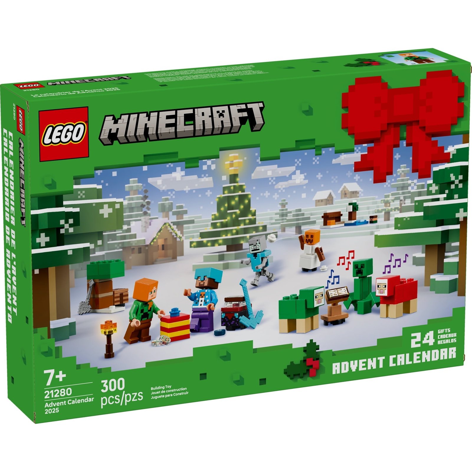 LEGO Minecraft Advent Calendar 2025 Building Toy - Kids Holiday Countdown Set for Boys & Girls, Ages 7+ - 24 Buildable Surprises & 8 Minifigures for Gamers - Collectible Gift for Christmas - 21280