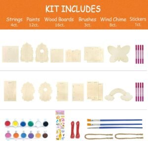 2 Set Diy Bird House Wind Chime Kits, Birdhouse Kit Crafts for Kids Ages 4-12, Build and Paint Birdhouses Wooden Arts Craft, Outdoor Toys, Ideal Birthday, Children's Day Gifts