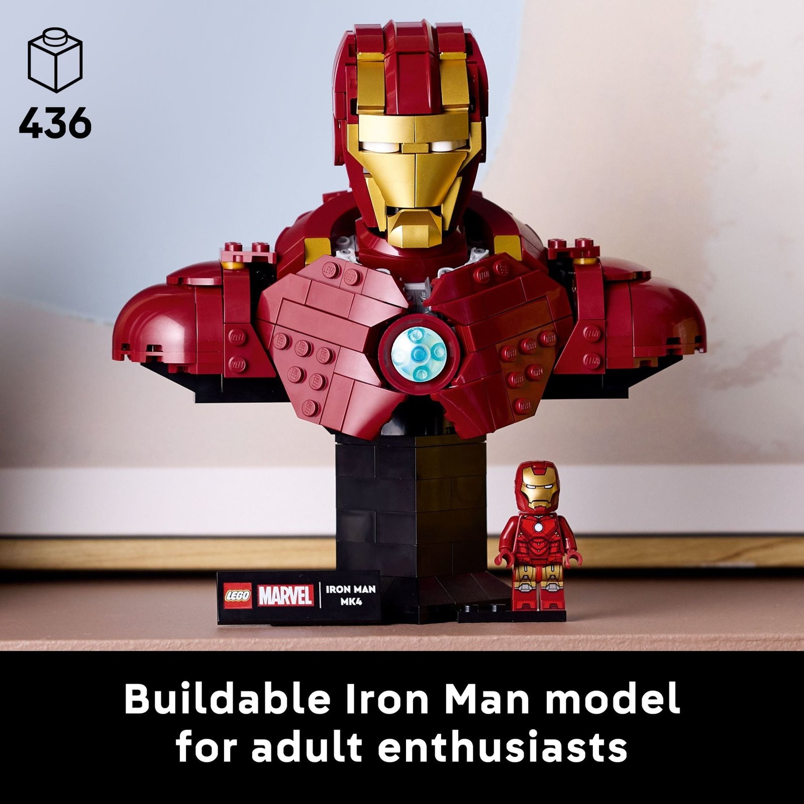 LEGO Marvel Iron Man MK4 Bust - Building Kit for Adults, Ages 18+ - Includes Iron Man Minifigure - Collectible Model for Super Hero Fans - Gift for Men and Women - 76327