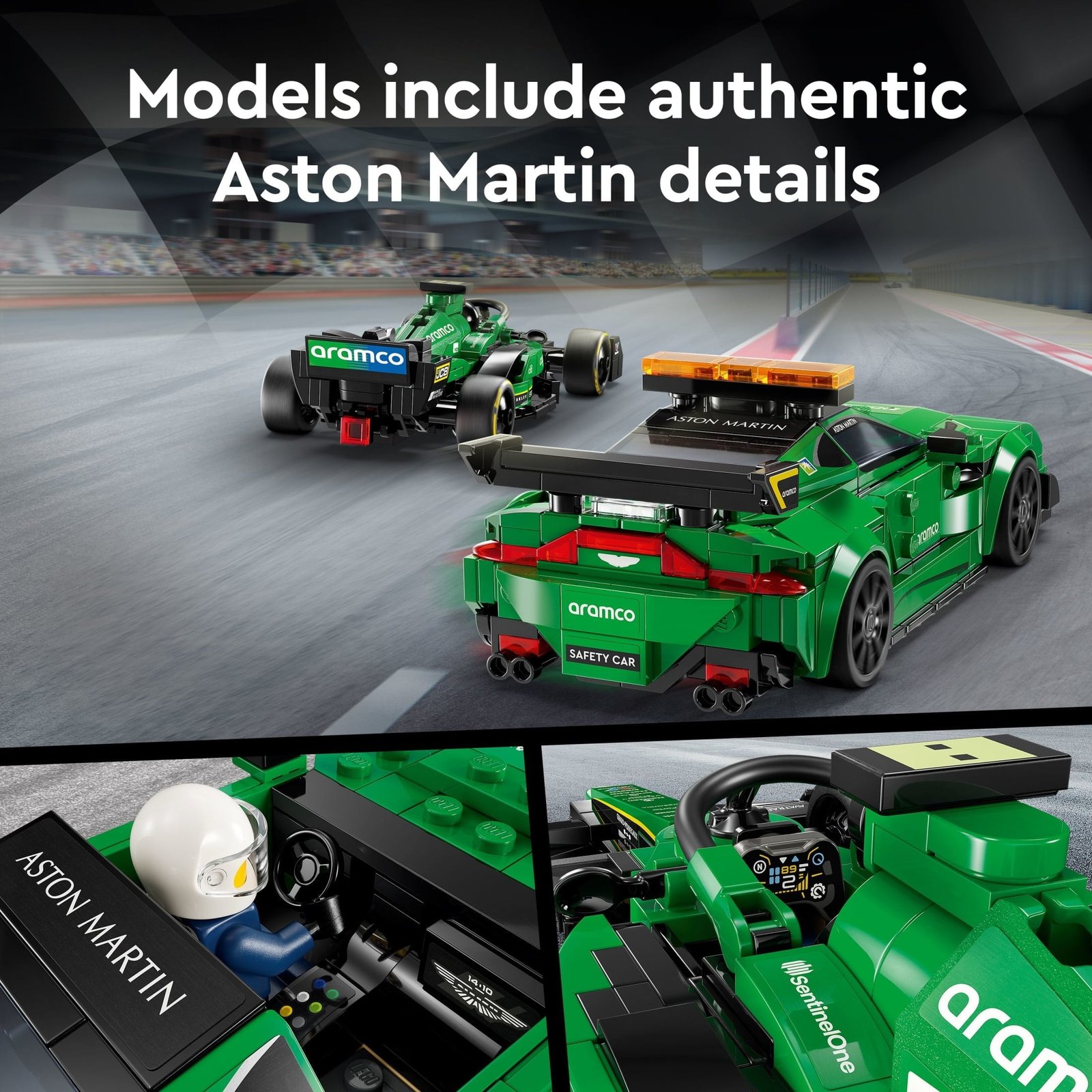 LEGO Speed Champions Aston Martin Safety Car & AMR23 Building Toys - Race Car Toy for Kids, Boys & Girls, Ages 9+ - Gift for Christmas - W/ 2 Minifigures - 76925