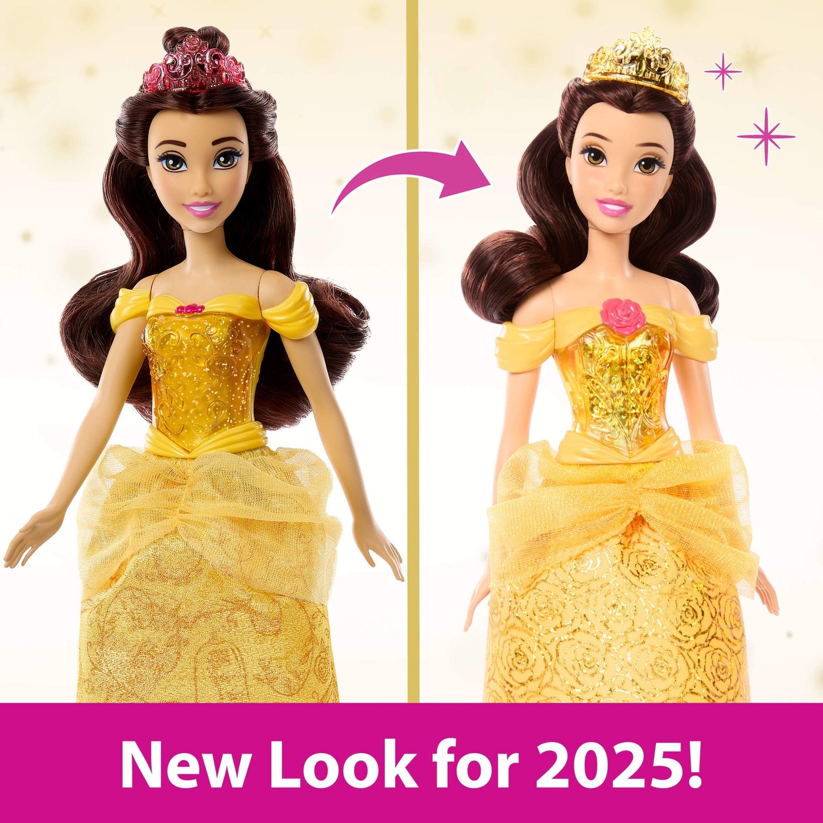 Disney Princess Belle Fashion Doll with Brown Hair, Brown Eyes & Tiara Accessory