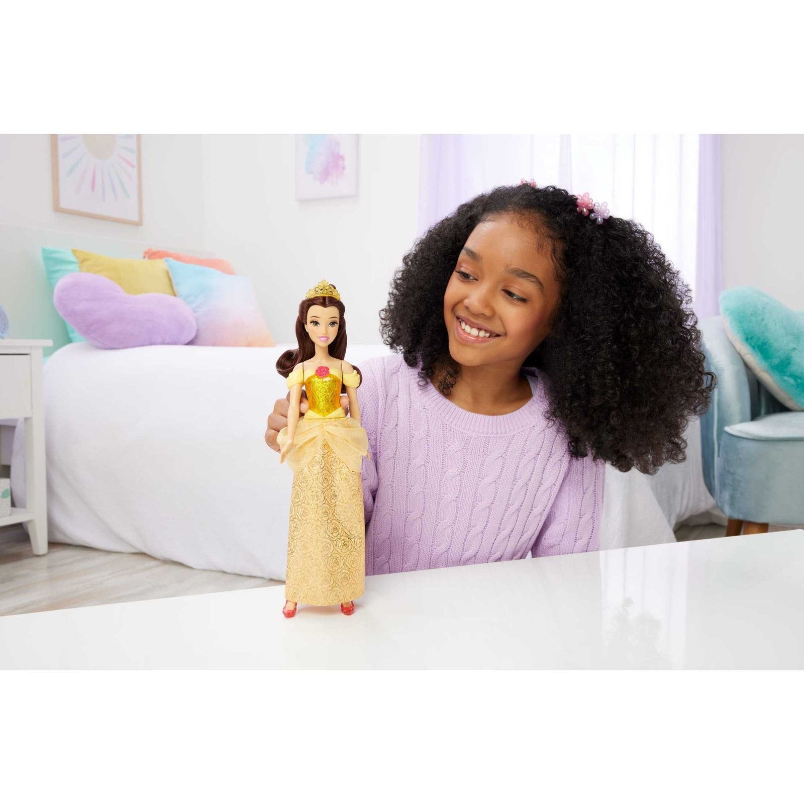 Disney Princess Belle Fashion Doll with Brown Hair, Brown Eyes & Tiara Accessory