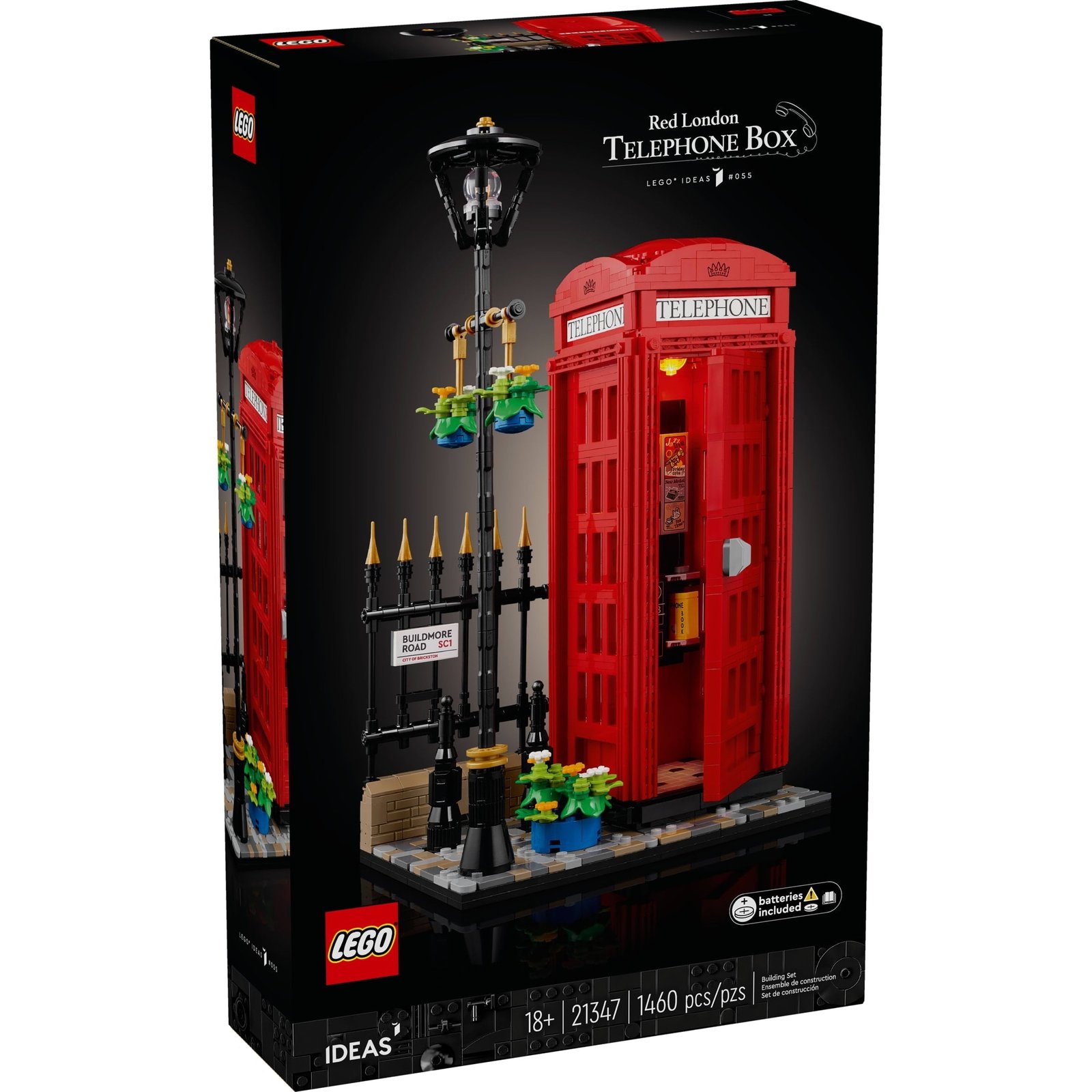 LEGO Ideas Red London Telephone Box Model for Adults, London Phone Booth and Cell Phone Holder for Build and Display, Creative Gift Idea for Travelers, London Souvenir for Home or Office Décor, 21347