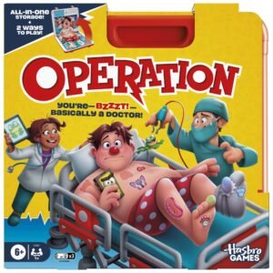 Operation Electronic Board Game with All-in-One Carrying Case, Kids Games, Holiday Gifts for Kids, 6 and Up