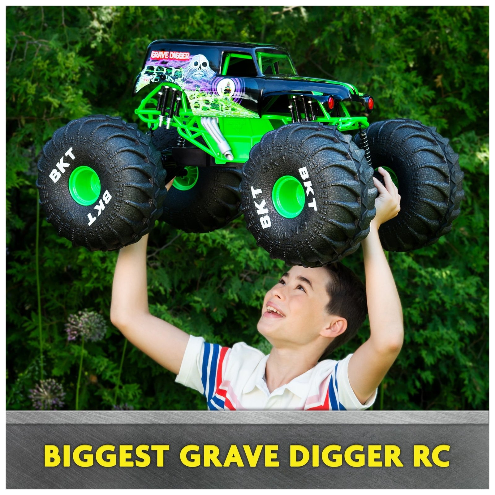 Monster Jam, Mega Grave Digger All-Terrain Remote Control Monster Truck, 1:6 Scale