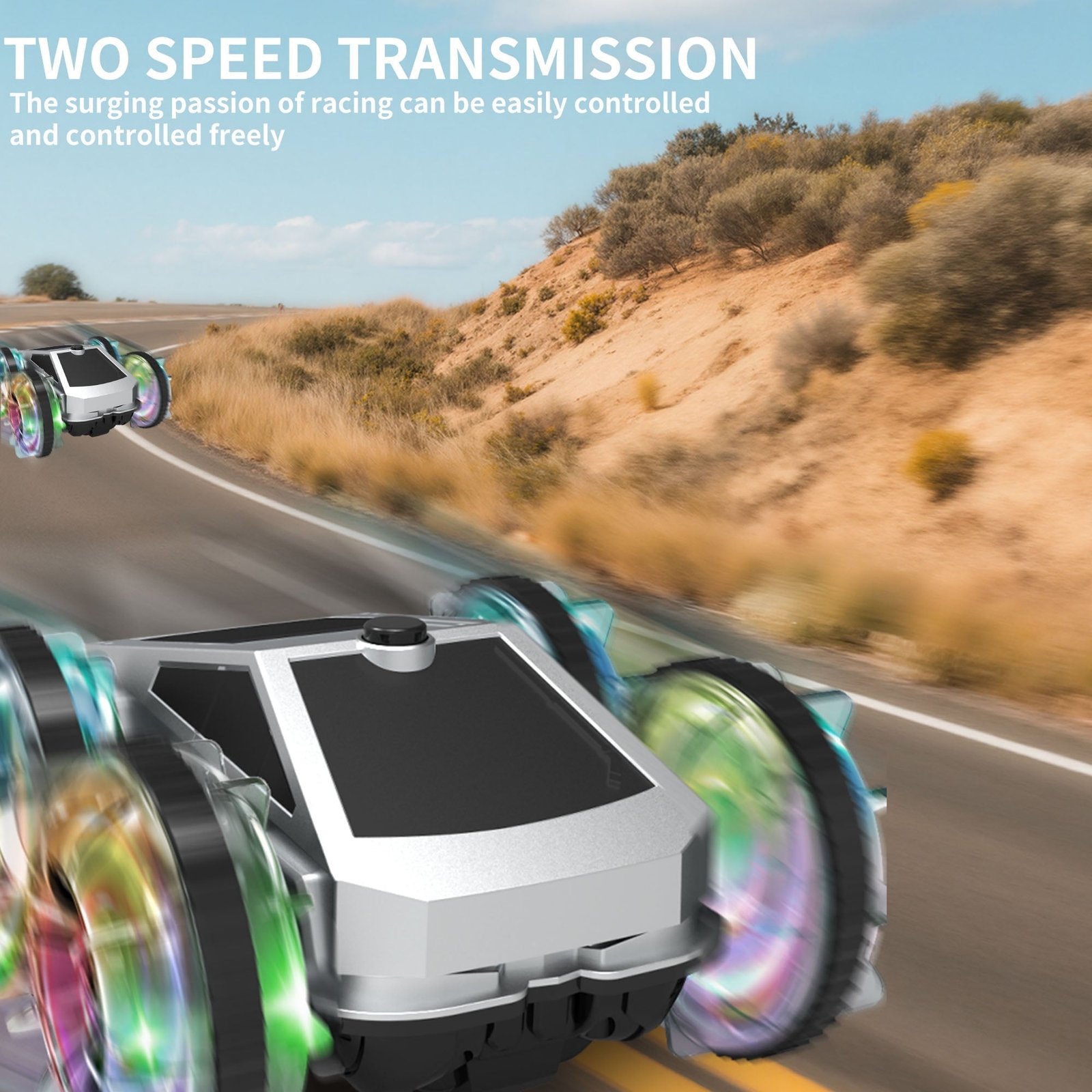 UUGEE Remote Control Car Car Toys for Boys, 2.4 GHz 4WD Amphibious RC Car Boat, 360°Rotation RC Truck Stunt Cars with LED Lights, Christmas Birthday Gifts for 8 9 10 Kids Girls