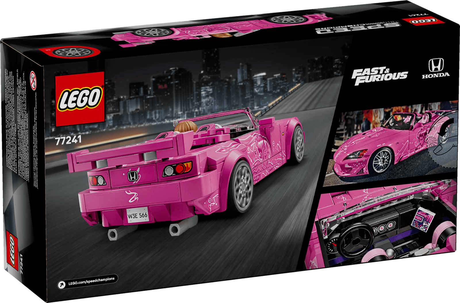 LEGO Speed Champions 2 Fast 2 Furious Honda S2000 Car Toy 77241 for Kids, Boys, and Girls, Ages 9+ - Birthday Gift Idea for Race Car and Movie Fans - Includes Suki Minifigure
