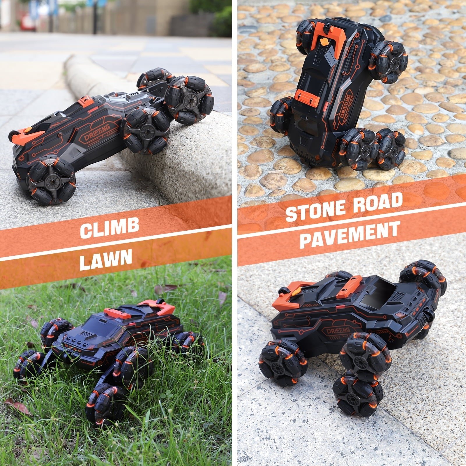 Vecukty Remote Control Car, RC Stunt Car with Gesture Control, Simulated Exhaust Spray, Suitable The Best Christmas Birthday Gift for 5-15 Year Old, Orange