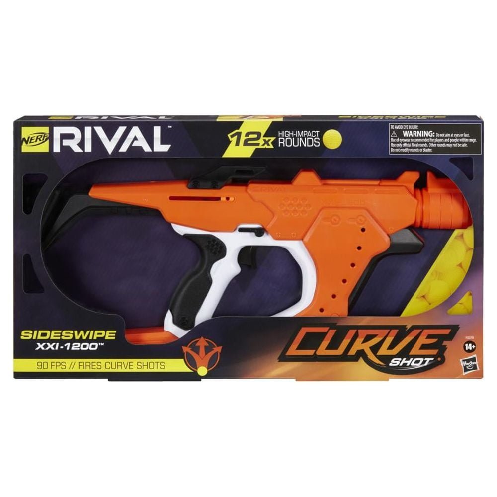 Nerf Rival Curve Shot Sideswipe XXI 1200 Ball Dart Blaster For Outdoor Games Ages 14 and Up