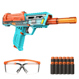 Adventure Force Tactical Strike Brute Pro Ultimate Clip-Fed Slamfire Half-Length Dart Blaster, Shoots up to 145 ft., 17-Piece Pro Blaster Set with Accuracy Booster, 14+