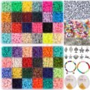 CandWuom 12000Pcs Flat Polymer Clay Beads Kit 48 Colors,6mm Heishi Beads for Bracelets Necklaces Jewelry Making Gifts for Girls Ages 6-12