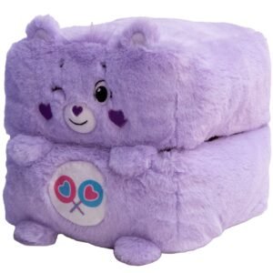 Happy Nappers: Care Bears 10" Pop N' Play Cube - Share Bear - Mushmillow Character Unfolds Into A Plush Pillow, Multi-Use, Chair-Footrest, Kids Toy