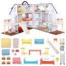 Honey Bee Acres Buzzby Farmhouse – 25 Piece Three-Story Country Dollhouse with Furniture & Exclusive Rabbit Figure – Doll Playset for Kids Ages 3+