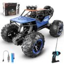 Hot Bee Blue Remote Control Cars 1:18, All Terrain Metal Shell 4X4 Off-Road Vehicle Monster Truck, High Speed 2.4 GHz RC Car, Christmas Birthday Gift Outdoor Toys for Kids 6+ & Adults