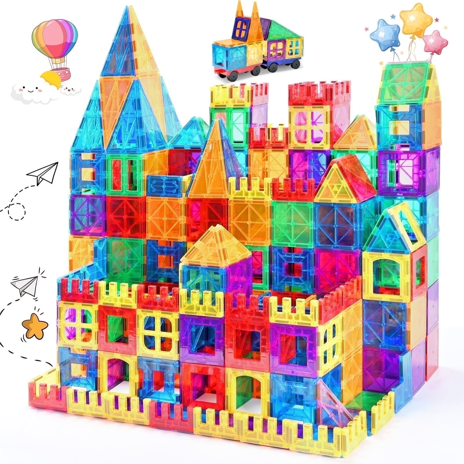 Magnetic Tiles Kids Toys, 102pcs Magnetic Blocks Building Construction STEM Sensory Toys for Toddler, Preschool Learning Educational Games for Boys Girls Aged 3+, Classroom Must Haves