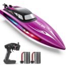 RC Boat for Adults and Kids, WeFone WF17 Remote Control Boat for Pools & Lakes, 2 Batteries, Purple