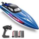 Remote Control Boat for Adults and Kids, WeFone WF17 RC Speed Boat, Summer Toys, 2 Batteries, Blue