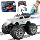 HNH Remote Control Car, 1:18 All Terrain RC Cars, 15Km/h with LedLight and Two Rechargeable Batteries, Off Road Racing Car Toys for Kids, Silver