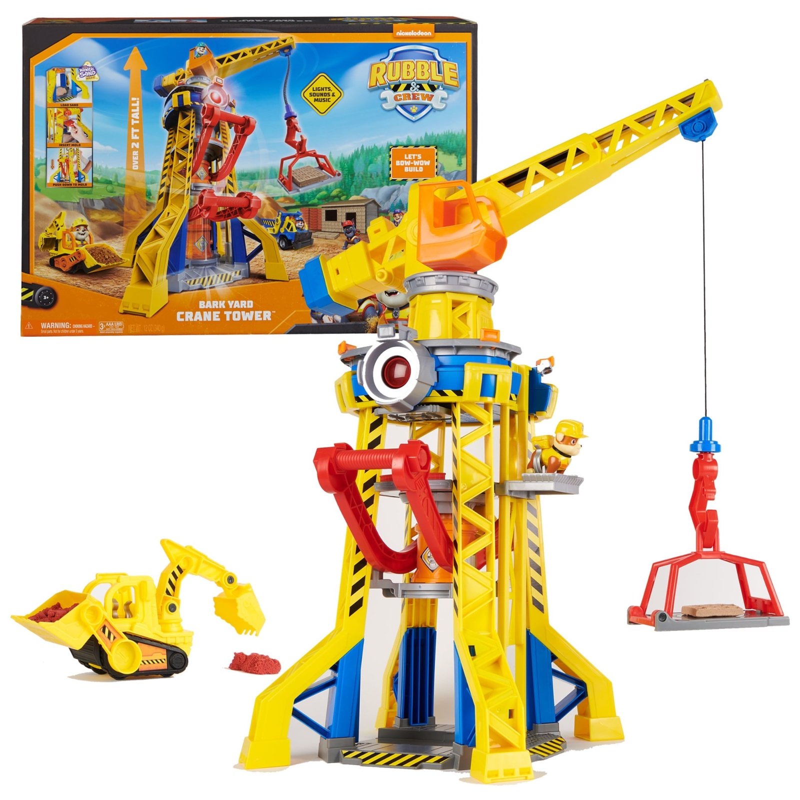 PAW Patrol, Rubble & Crew Bark Yard Crane Tower Playset with Action Figure and Vehicle, for Kids Age 3 and up