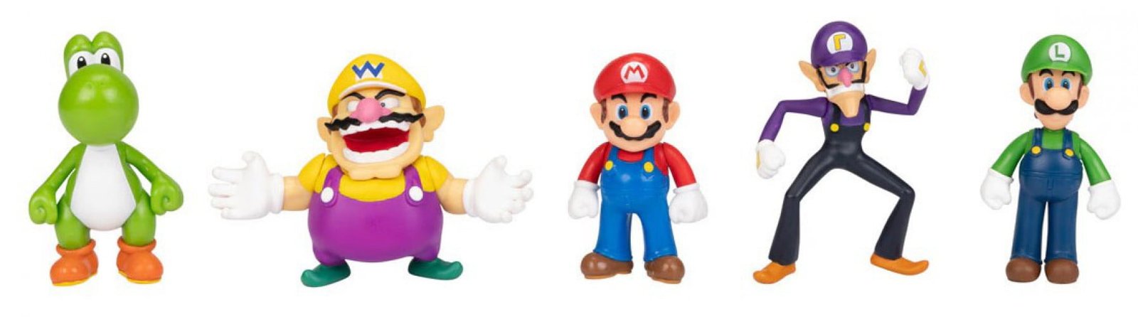 World of Nintendo Super Mario Yoshi, Wario, Mario, Waluigi & Luigi Mini Figure 5-Pack