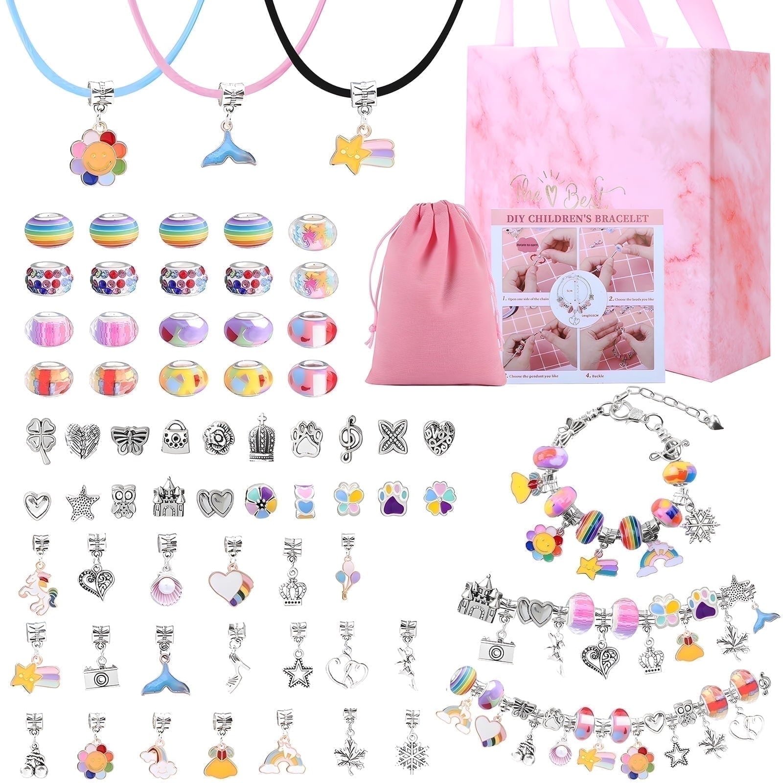 Yalumo 67pcs Charm Bracelet Making Kit, Girls Bracelet Jewelry Making Kit DIY, Birthday Gifts Set, Thanksgiving gift
