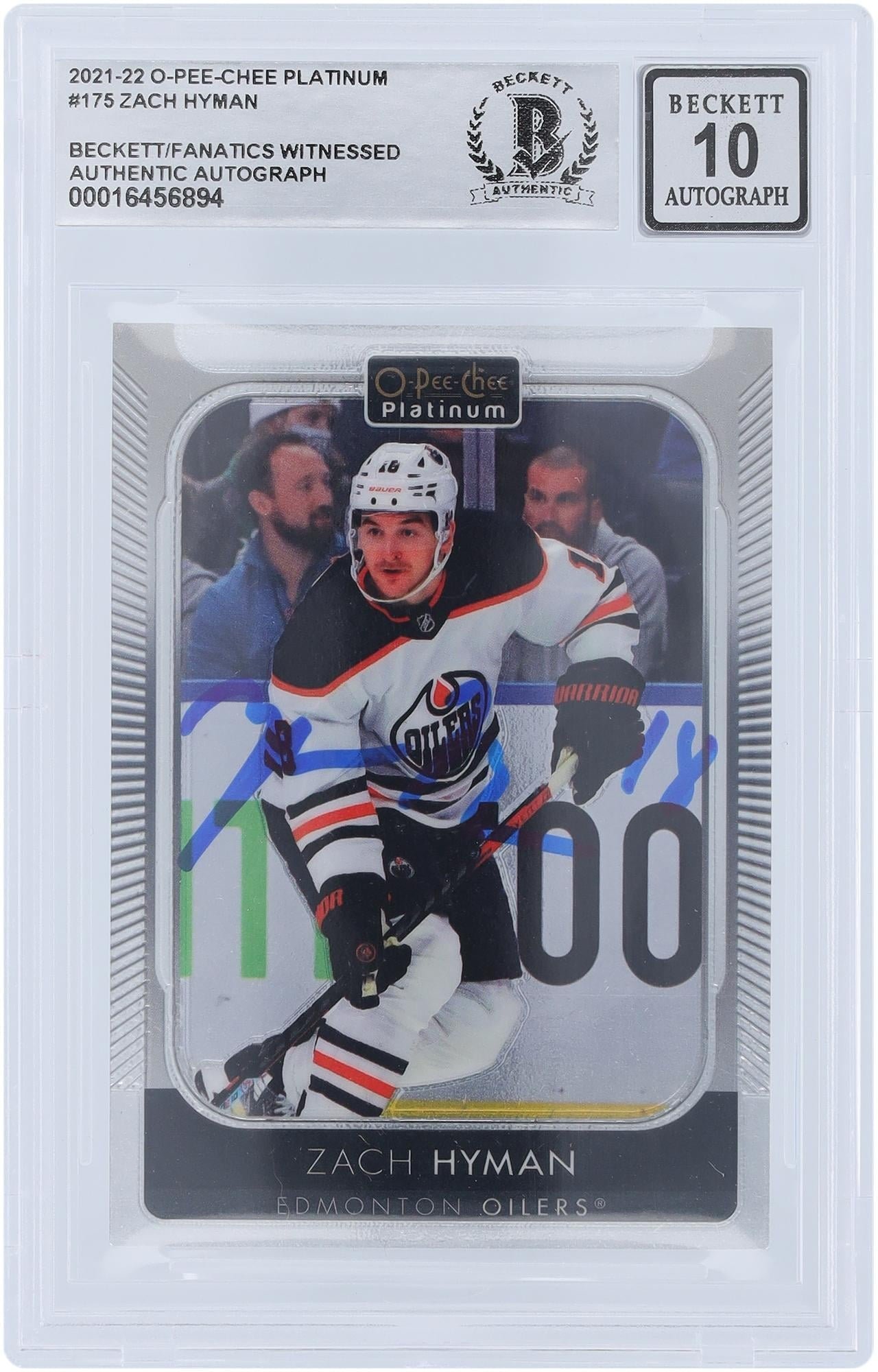 Zach Hyman Edmonton Oilers Autographed 2021-22 Upper Deck O-Pee-Chee Platinum #175 Beckett Fanatics Witnessed Authenticated 10 Card - Fanatics Authentic Certified