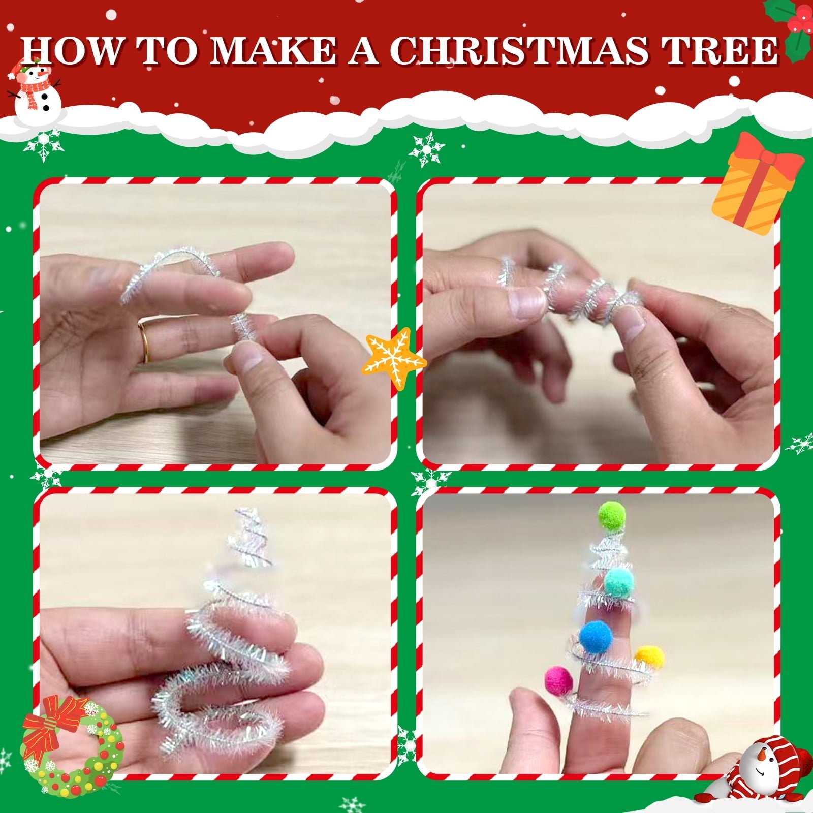 MQUPIN 464 Pcs Christmas Pipe Cleaners Craft and Includes a Variety of Accessories,11 Colors Pipe Cleaners Glitter Chenille Stems Creative Arts Chenille Stems for DIY Craft Christmas Decoration