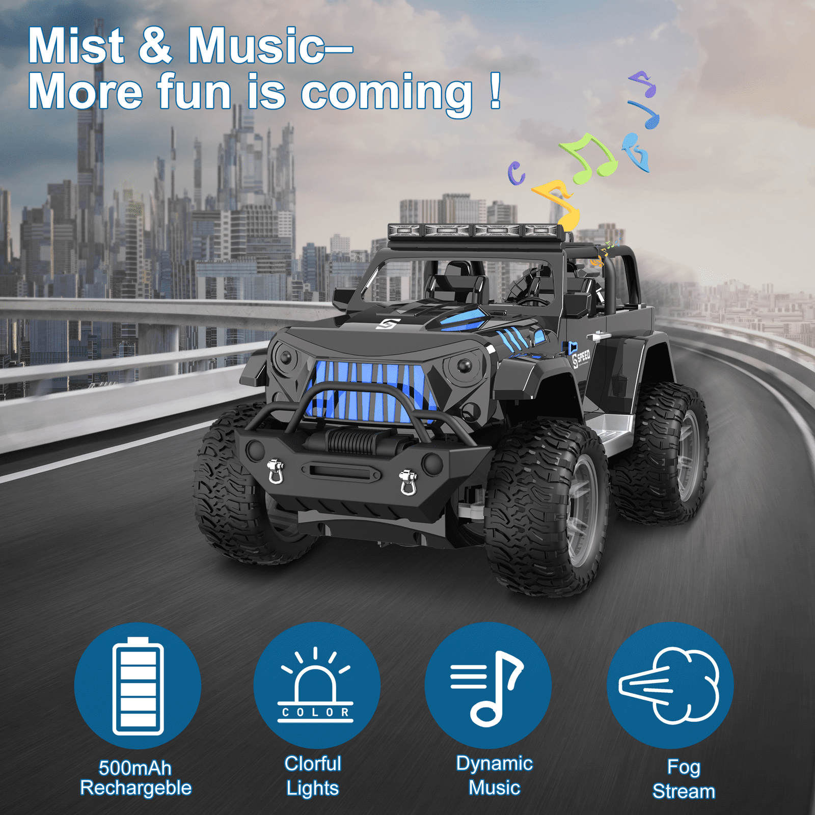 RC Car Toys for 8-12 Year Old Boys, UUGEE 2.4Ghz 1:16 RC Gesture Sensing Remote Control Stunt Cars with Spray Light Music, Christmas Birthday Gifts for Kids