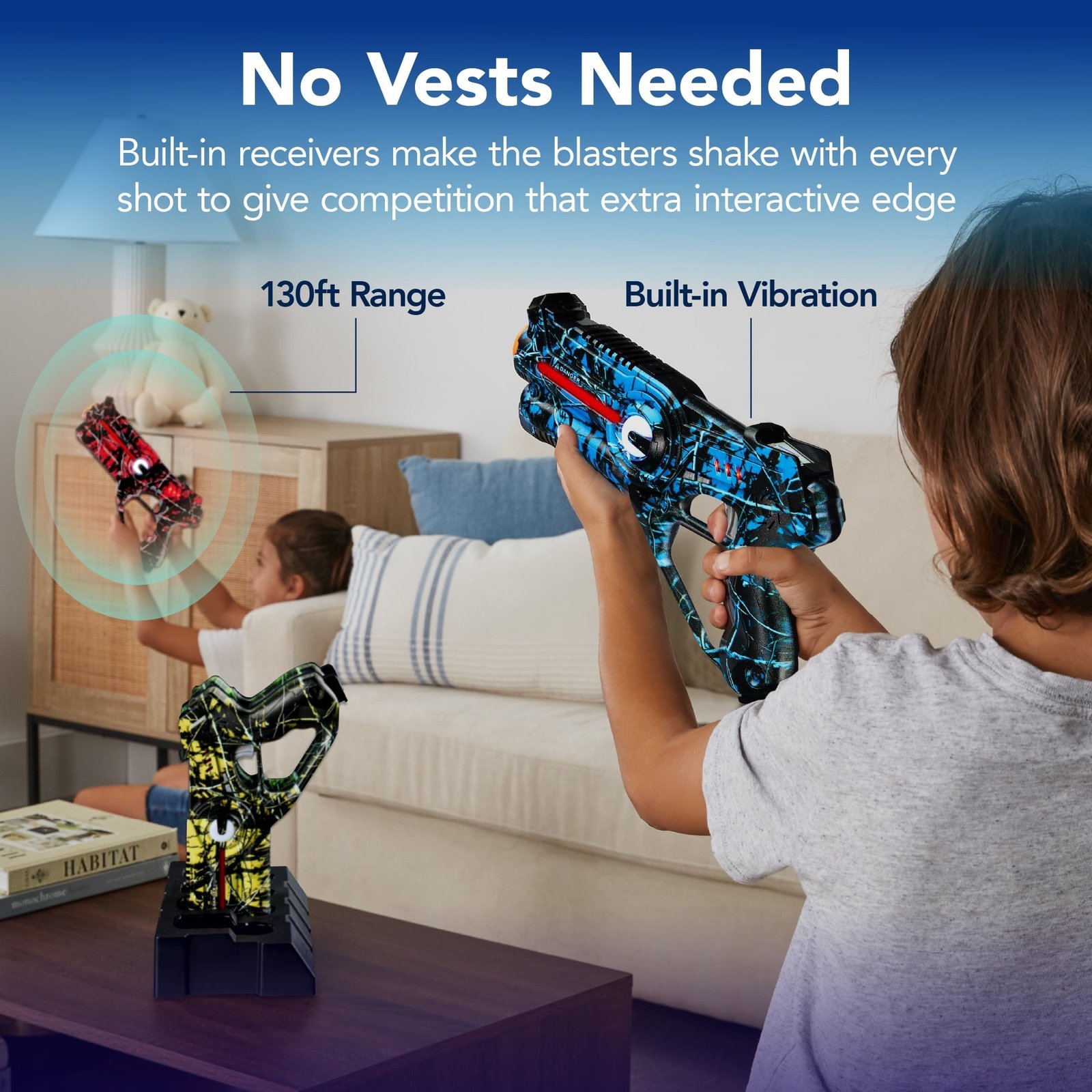 Best Choice Products Set of 4 Rechargeable Laser Tag Blasters, No Vests w/ Docking - Graffiti Red/Blue/Green/Yellow