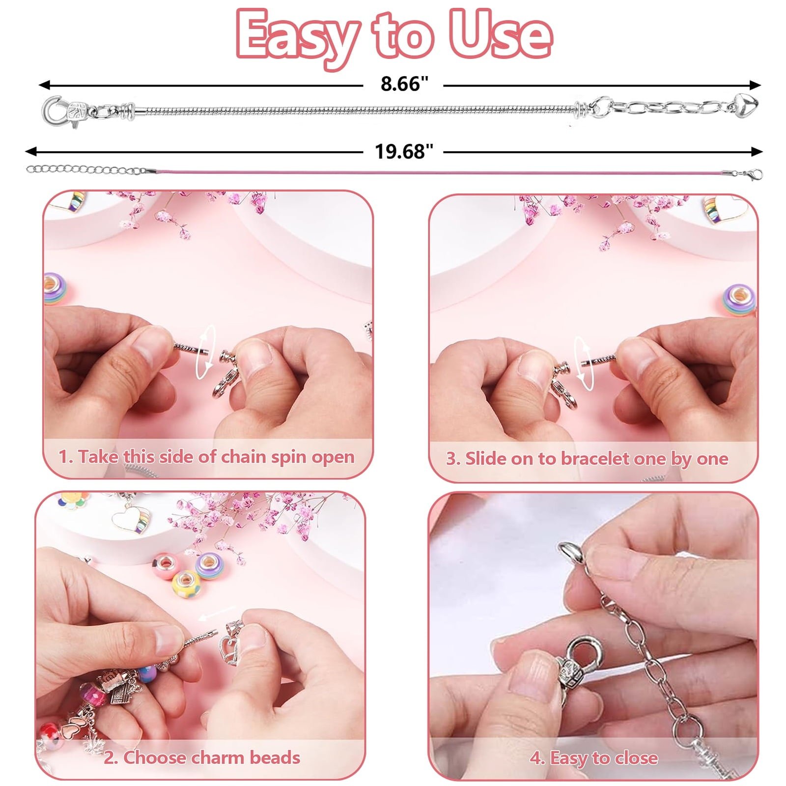 Yalumo 67pcs Charm Bracelet Making Kit, Girls Bracelet Jewelry Making Kit DIY, Birthday Gifts Set, Thanksgiving gift