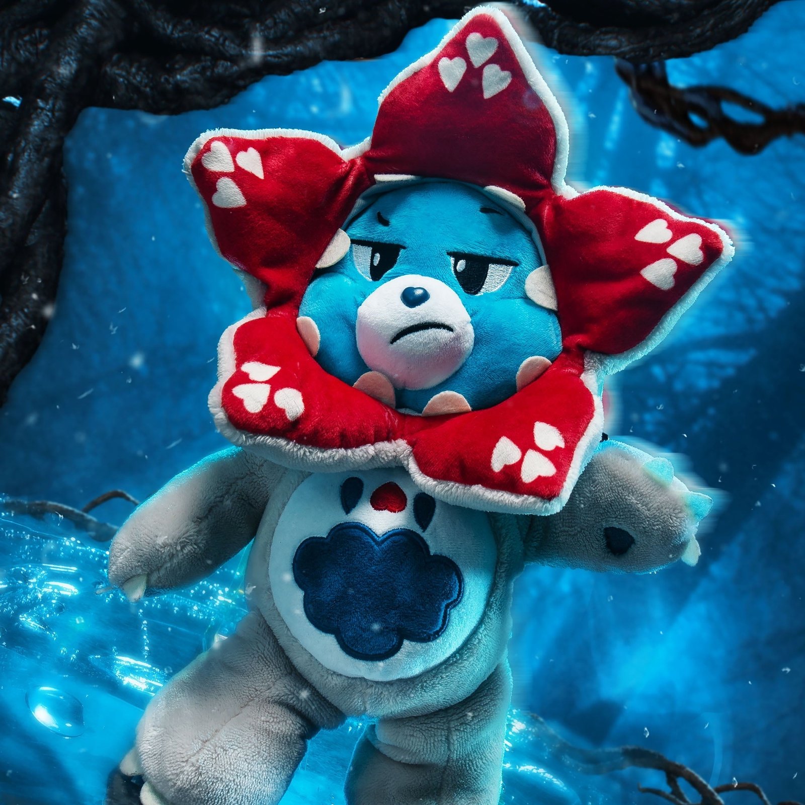 Netflix - Care Bears x Stranger Things - Grumpy Bear as the Demogorgon, 12 Inch Plush