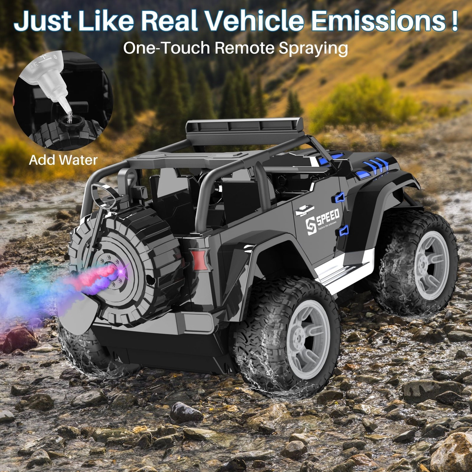 RC Car Toys for 8-12 Year Old Boys, UUGEE 2.4Ghz 1:16 RC Gesture Sensing Remote Control Stunt Cars with Spray Light Music, Christmas Birthday Gifts for Kids