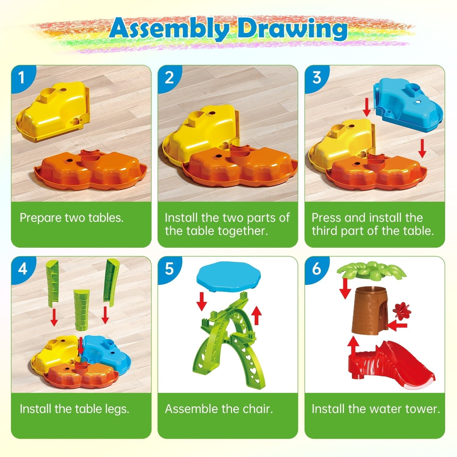 JoyStone 3 in 1 Kids Sand Water Table, 37PCS Sensory Play Table, 24"x24"x14.56" Outdoor Summer Toy Gift for Toddlers Boys Girls