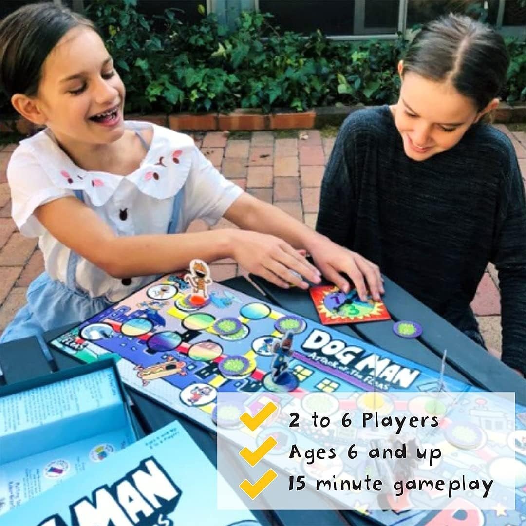 University Games | Dog Man Attack of The FLEAS Cooperative Board Game Based On The Popular Dog Man Book Series by DAV Pilkey for 2 to 6 Players Ages 6 and Up
