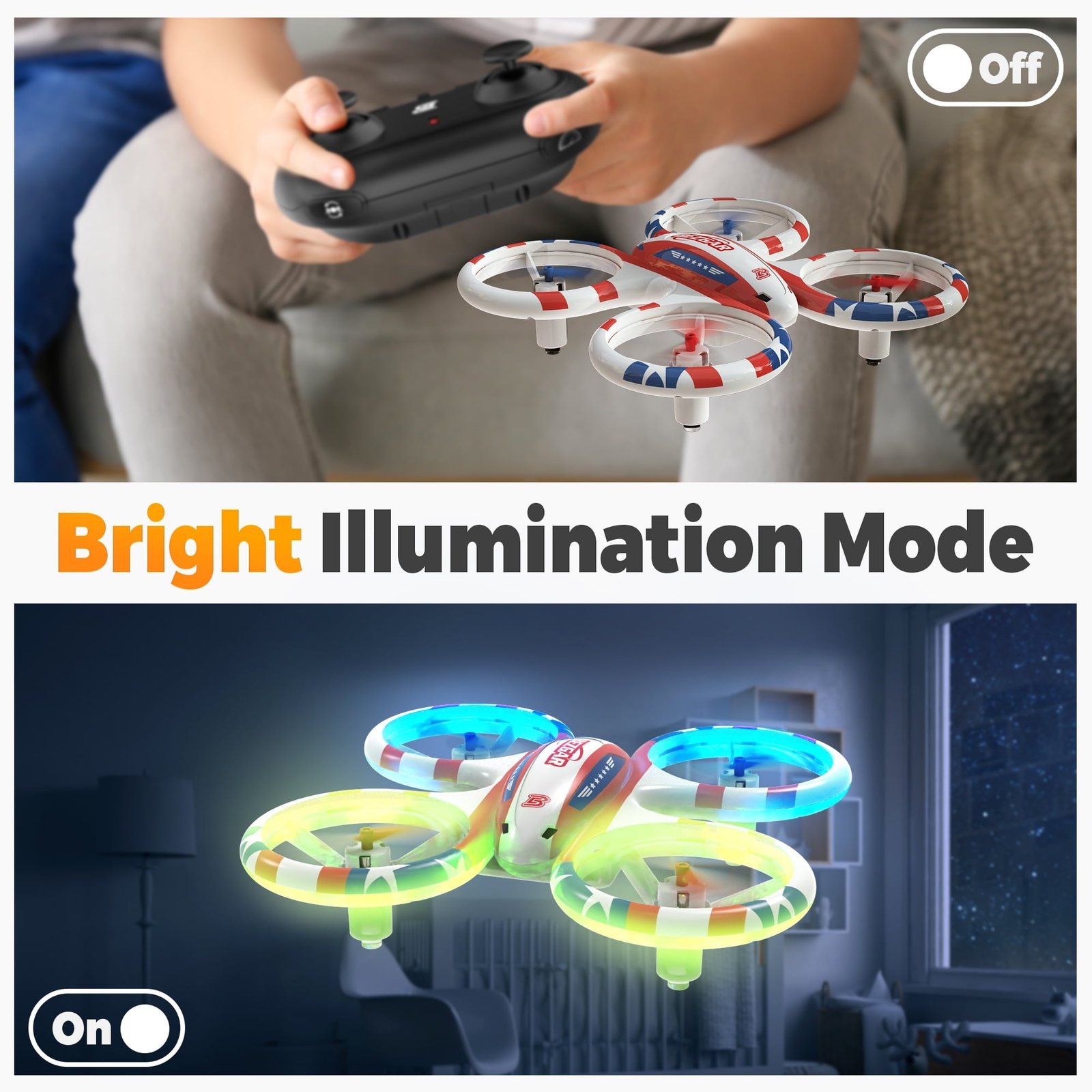 YCFUN RC Drone for Kids, Mini Kid Drone with Lights, 360° Flips, One-Key Takeoff/Landing, Remote Control Quadcopter for Boys Girls & Beginners