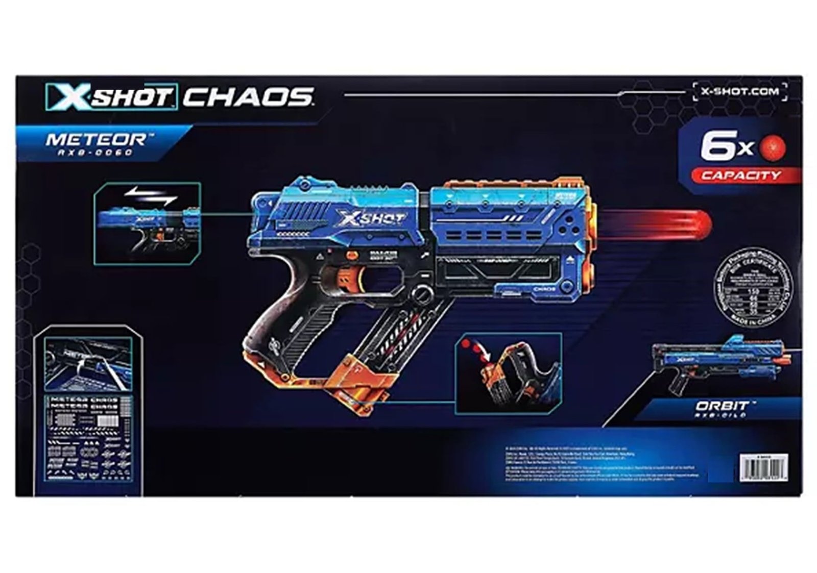 X-Shot Chaos Meteor Dart Ball Blaster for Kids, 2 Pack, 24 Rounds